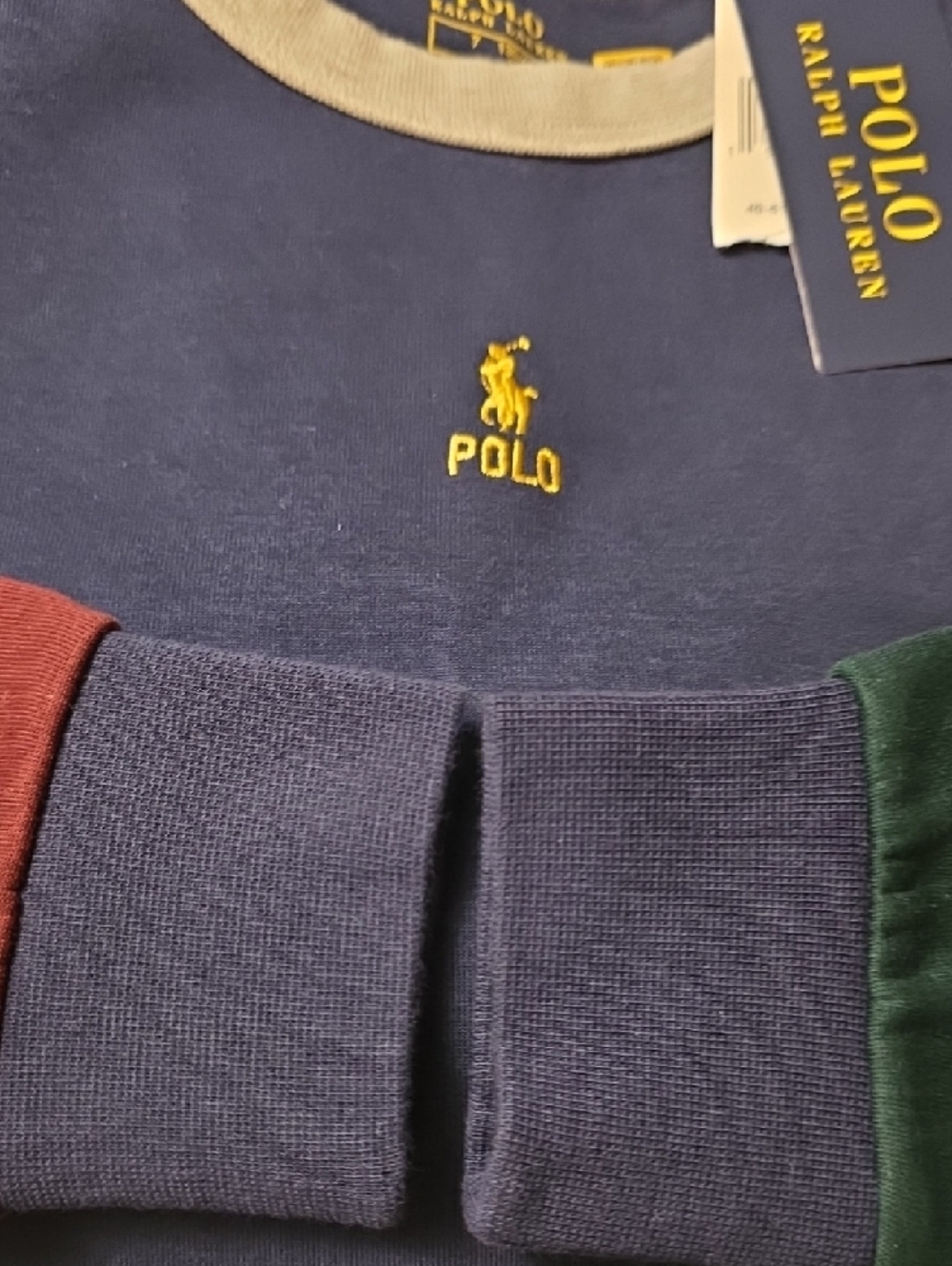 NWT Polo by Ralph Lauren Navy Colorblock Crew Sweatshirt Size 7 - Picture 4 of 4